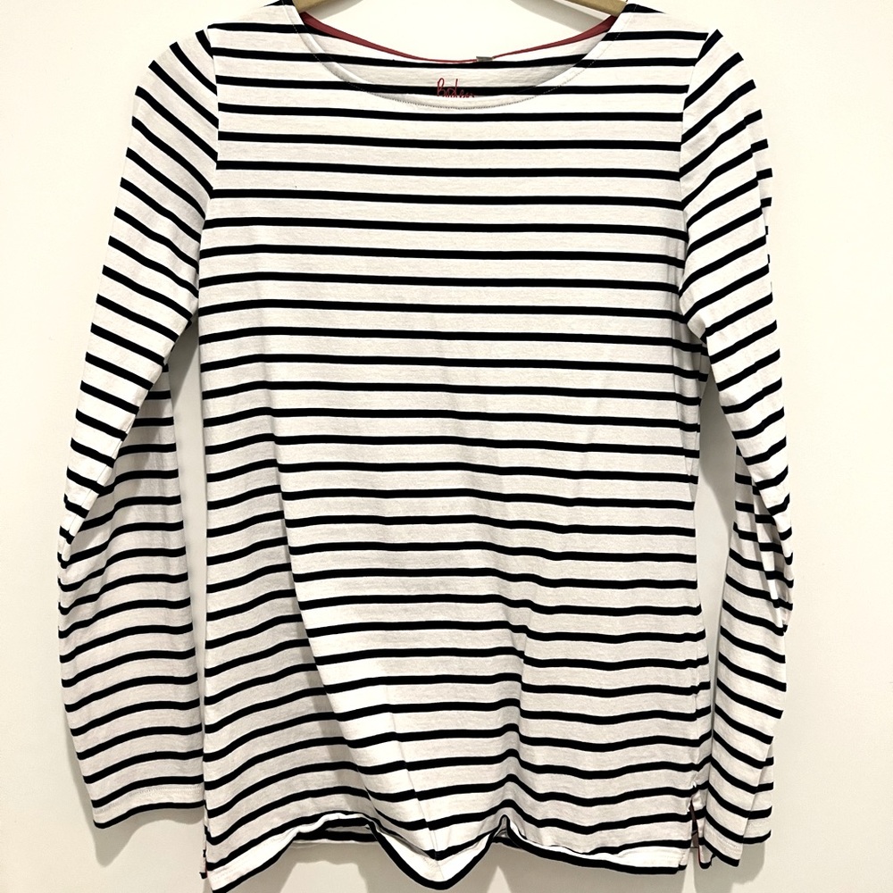 Boden Navy & White Striped Long Sleeve Shirt - perfect staple piece. size Small